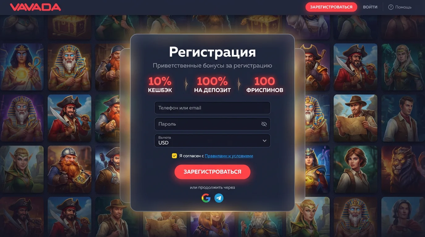 Регистрация в Вавада - удобные способы входа